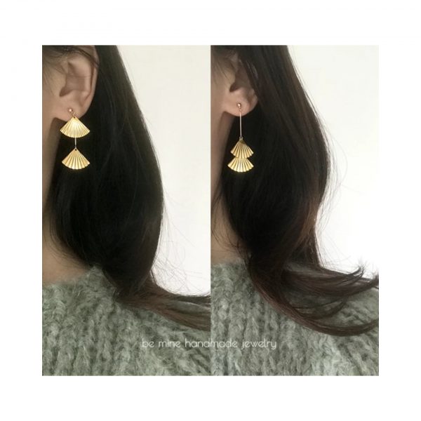 Golden Fan Earings